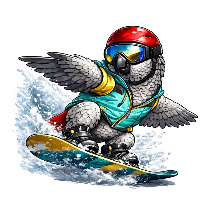Graupapagei Snowboard