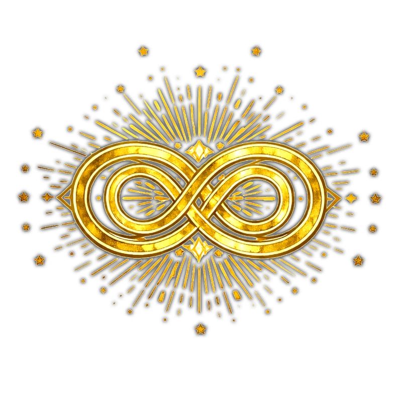Goldenes Unendlichkeitssymbol und Sternensplitter