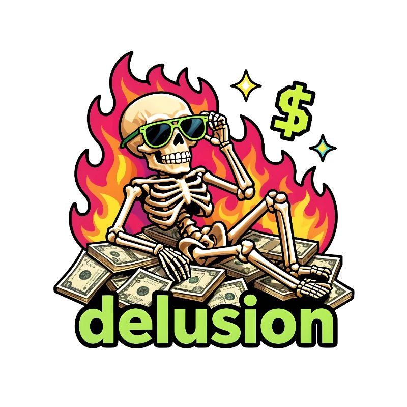 Flammende Dollar Skelett-Wahnvorstellung