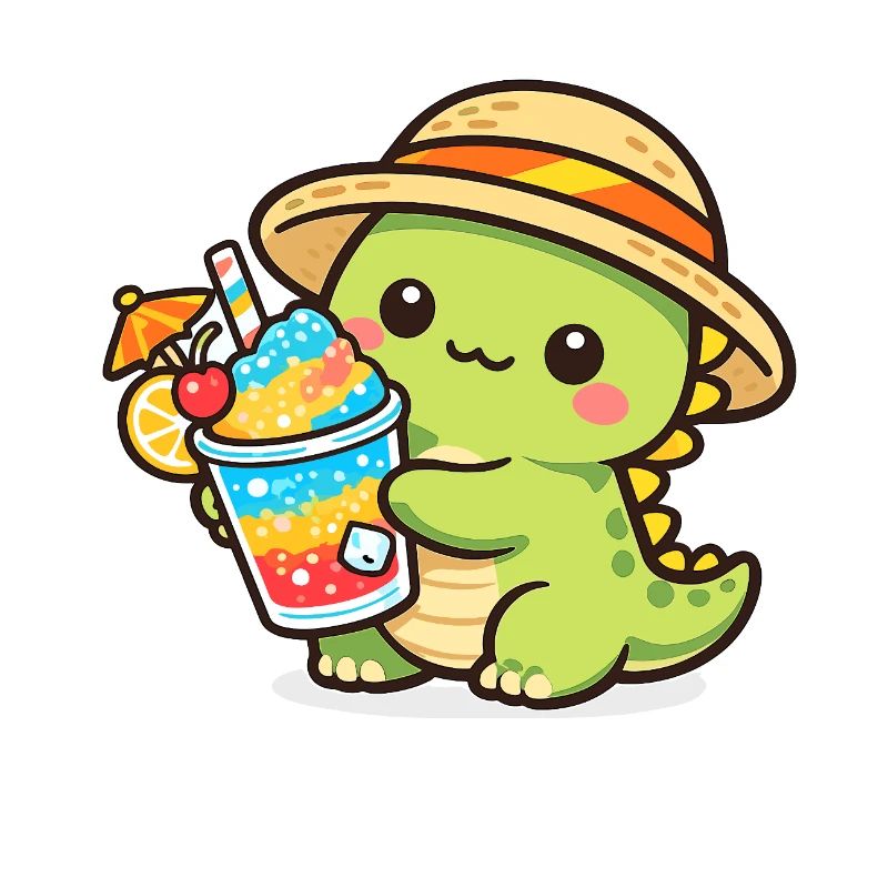 Sommer-Dino mit Cocktail