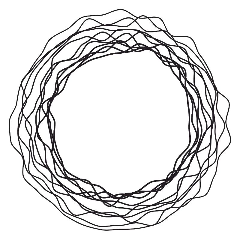 Tangled Wreath Circular Line Art