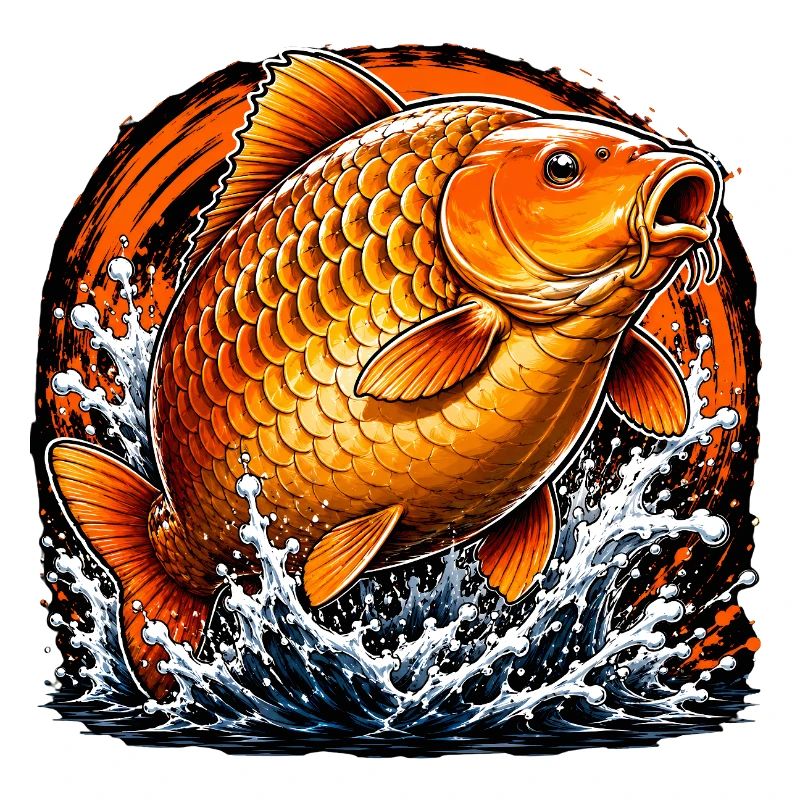 Orange-Koi-Karpfen-Splash-Angel-Design