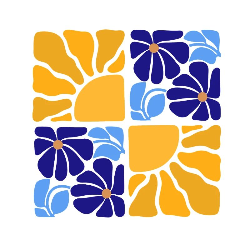 70s Retro Blumen & Sonne Design