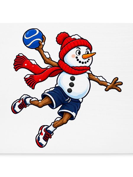Handball-Schneemann im Sprungwurf