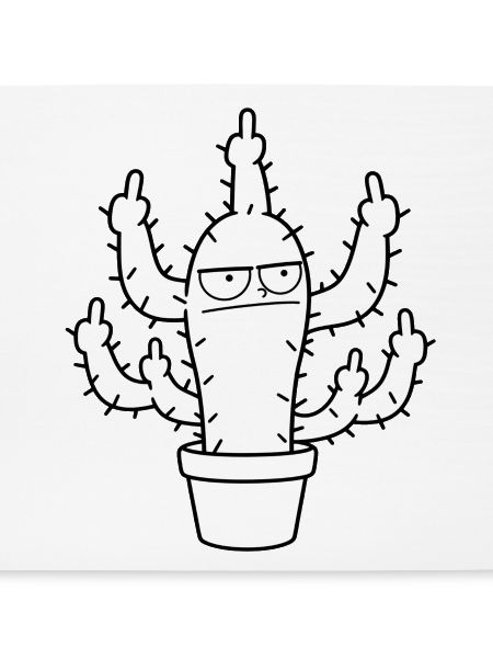 Grimmiger Kaktus Mittelfinger Cartoon