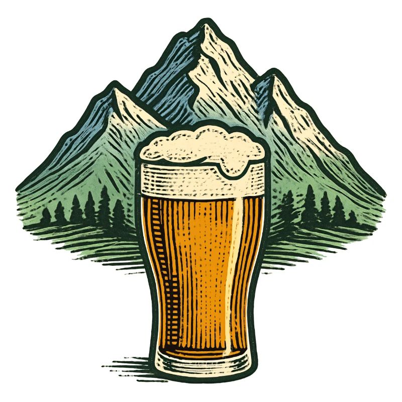 Bierglas mit Bergsilhouette