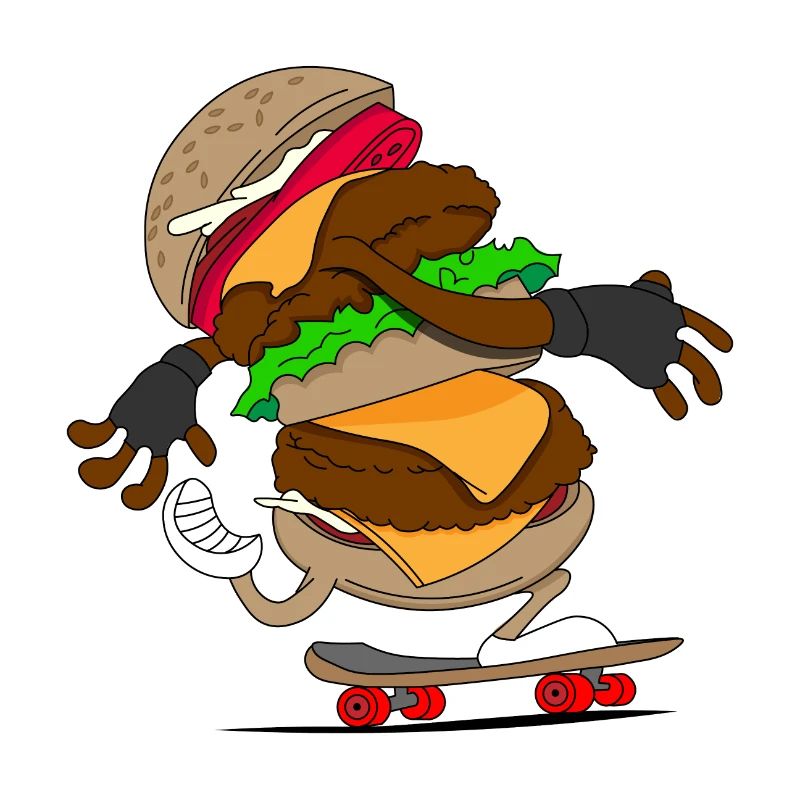 Cheeseburger Skateboard Skater