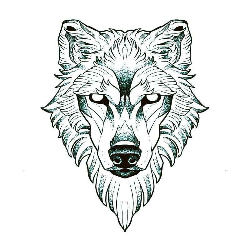 Symmetrisches Wolfs-Dotwork