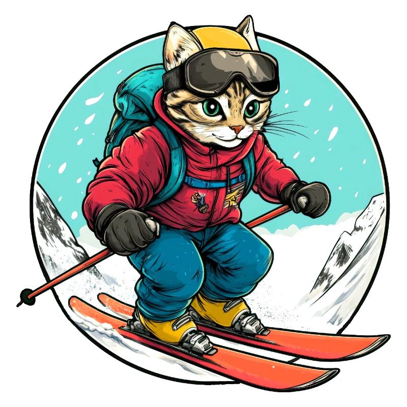 Katzen Ski / Skifahrer Katze