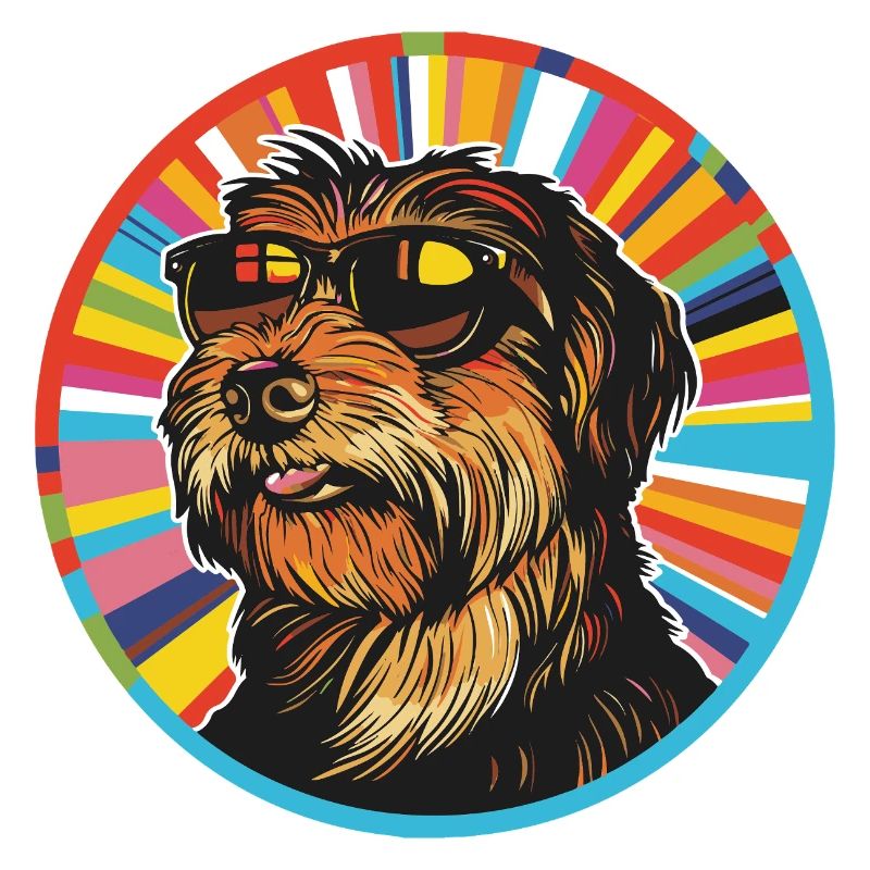 Bunter Hund mit Sonnenbrille