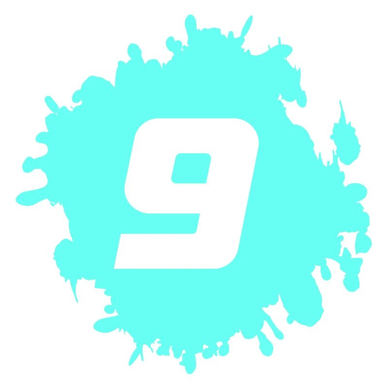 Neun Cyan Splash Grafik