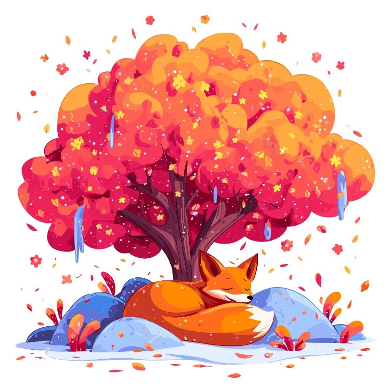 Fuchs unter Herbstbaum