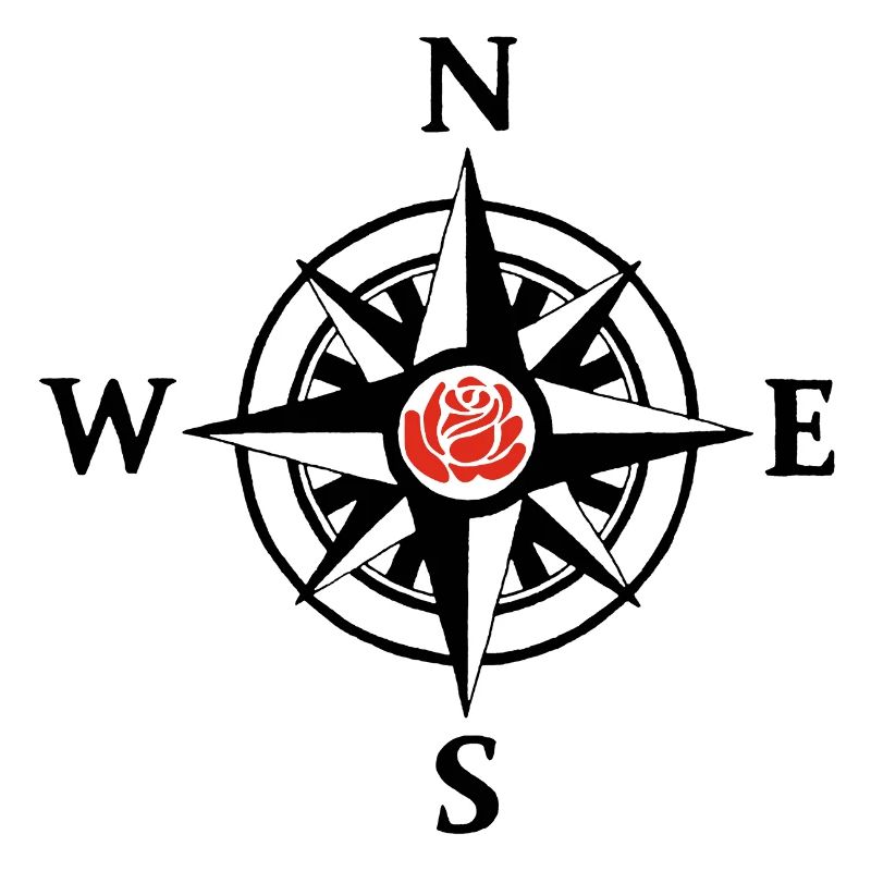 Kompassrose und Natur (Schwarz)