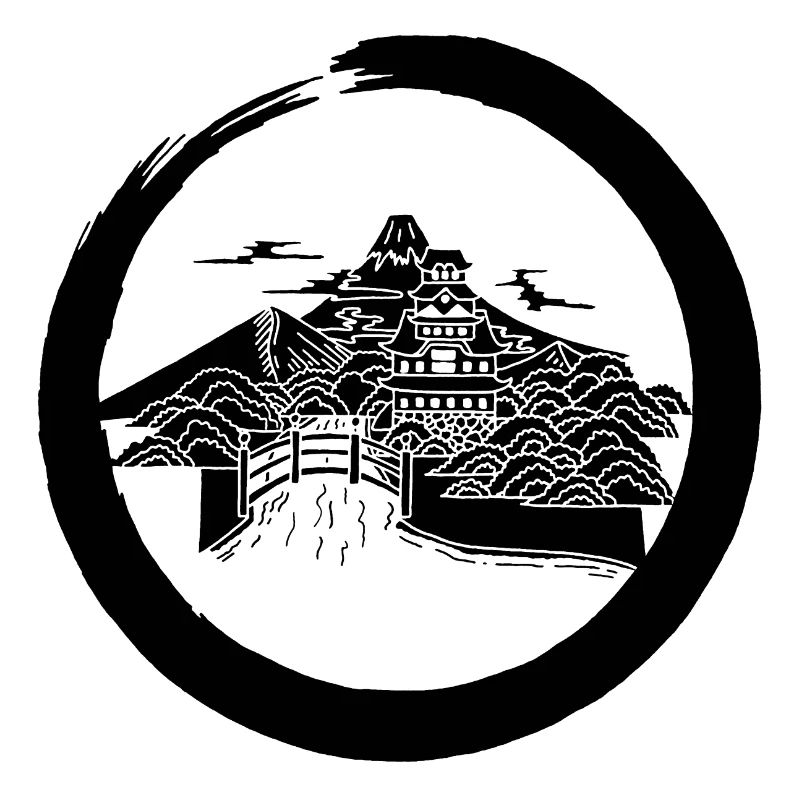 Schwarze japanische Landschaft