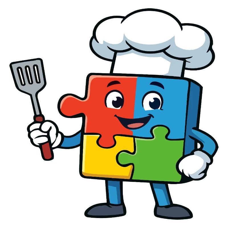 Puzzle Piece Chef Maskottchen