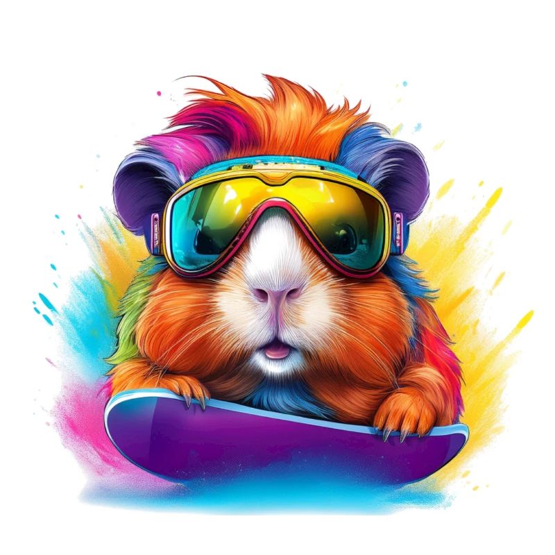 Cool guinea pig snowboard surfboard