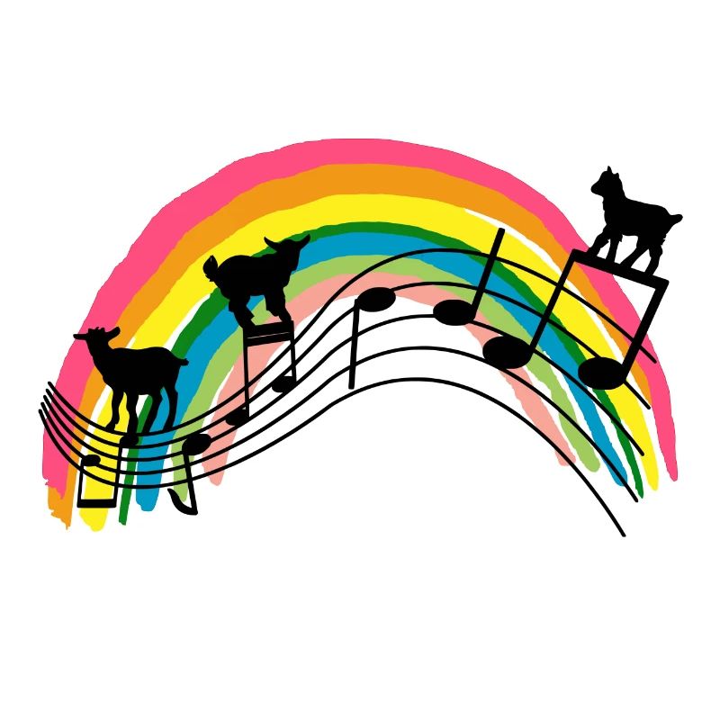 Goats, music notes and rainbows