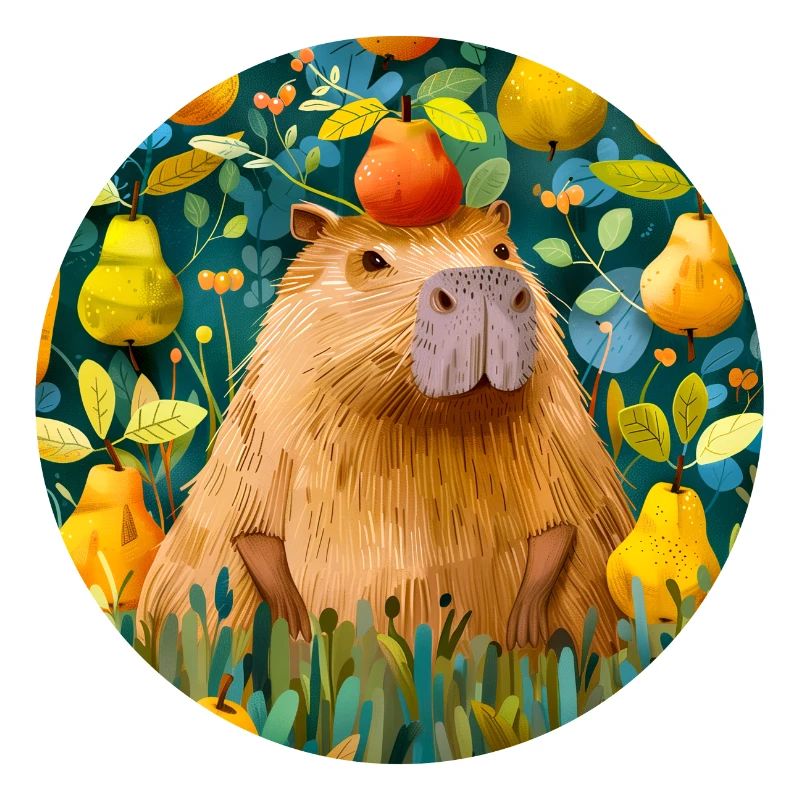 Capybara mit Birnen