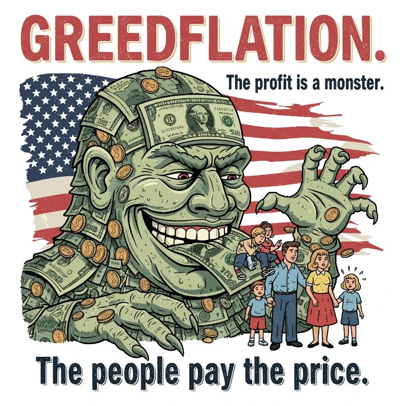 Gierige Gierflation Cartoon Design