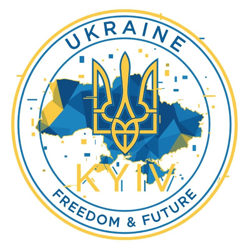 Ukrainisches Emblem mit Flaggenkarte