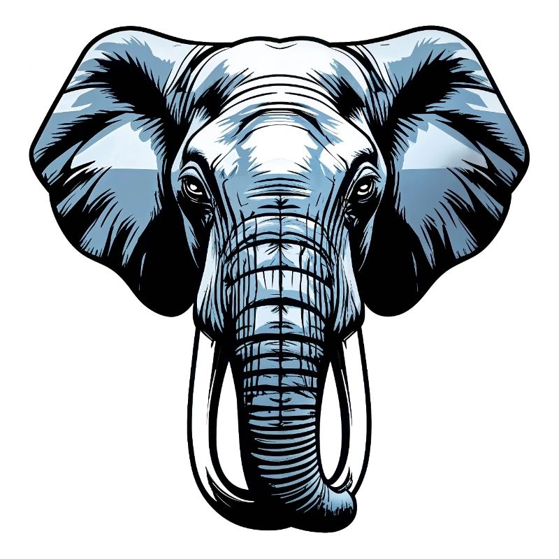 Blue Elephant Head Vector