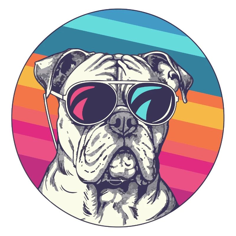 Regenbogen Bulldogge mit Sonnenbrille