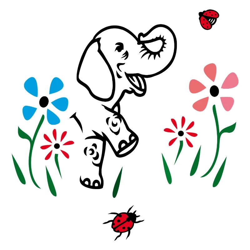 Elefant auf einer Blumenwiese