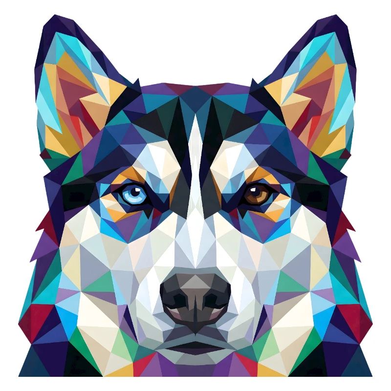 Geometrisch-Husky-Heterochromie-Pop-Art