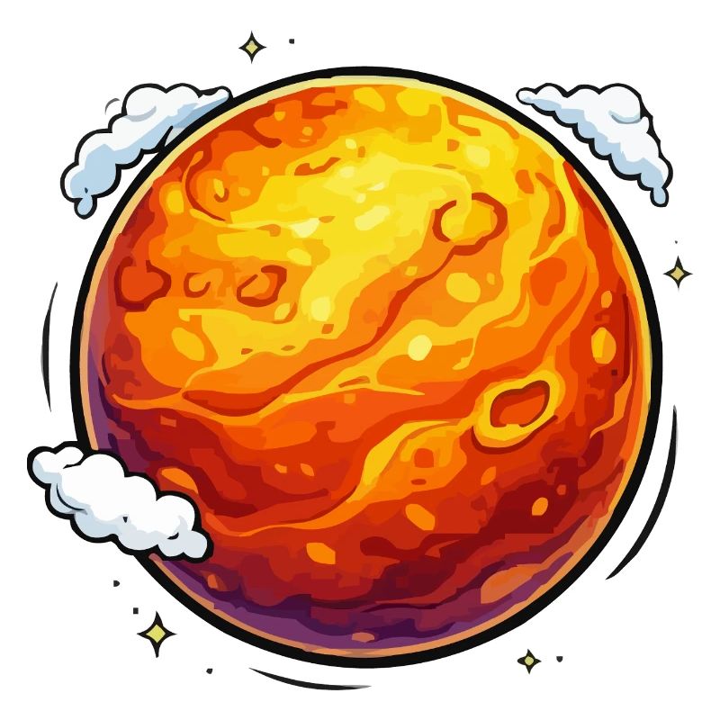Glowing Mars Neon Planet