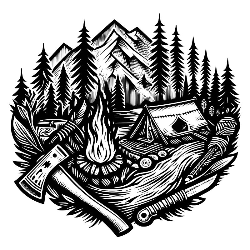 nature campfire axe