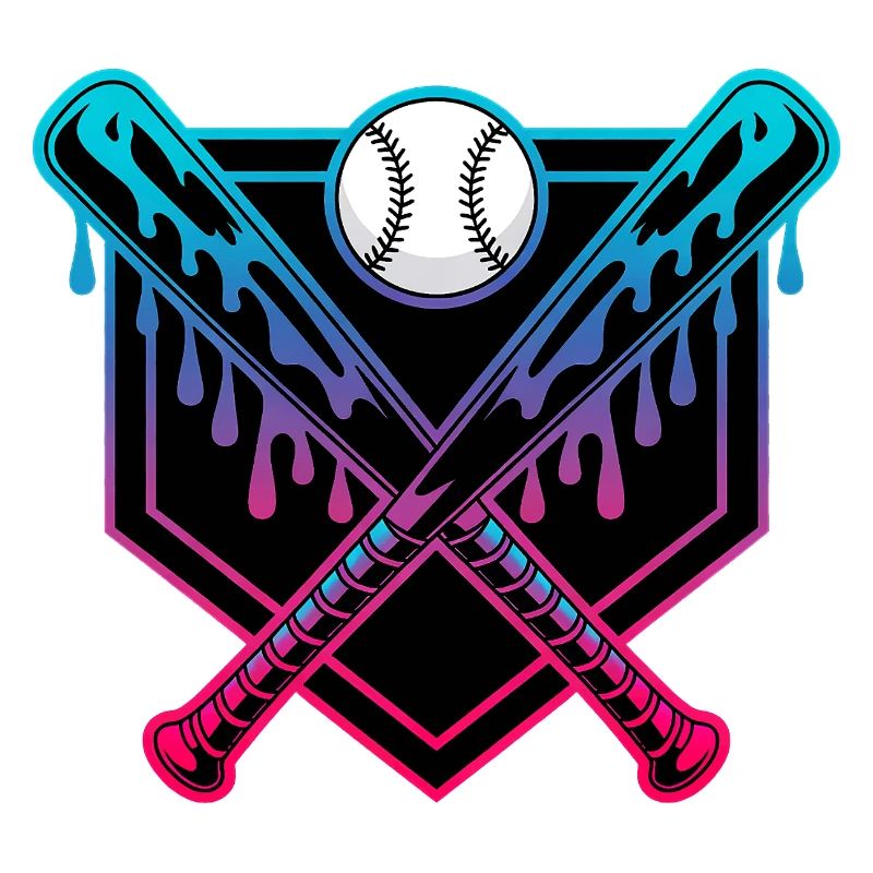 Neontropfende Baseballschläger gekreuzt