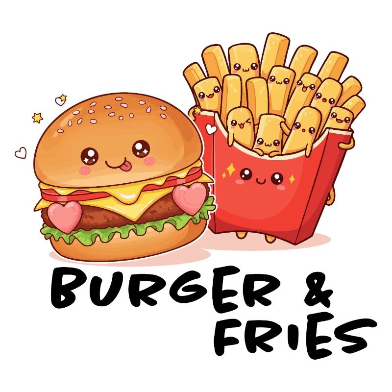 Kawaii Burger und Fries