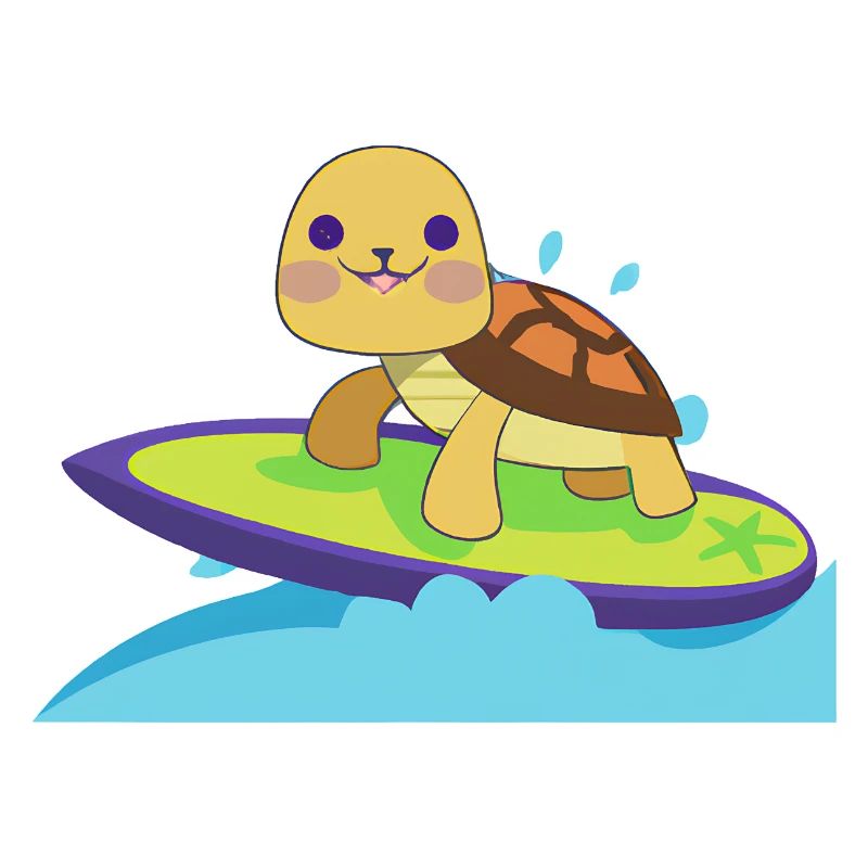 Kawaii Turtle Surfer - Cute Beach Design