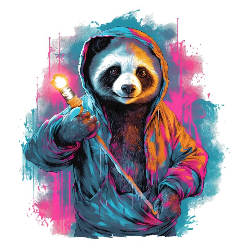 Panda mit Fackel