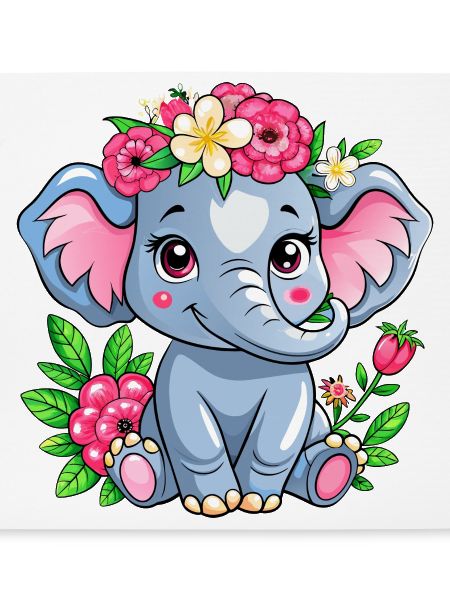 Blumenliebender Babyelefant