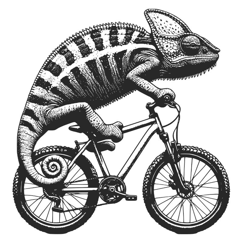Radfahrendes Chamäleon