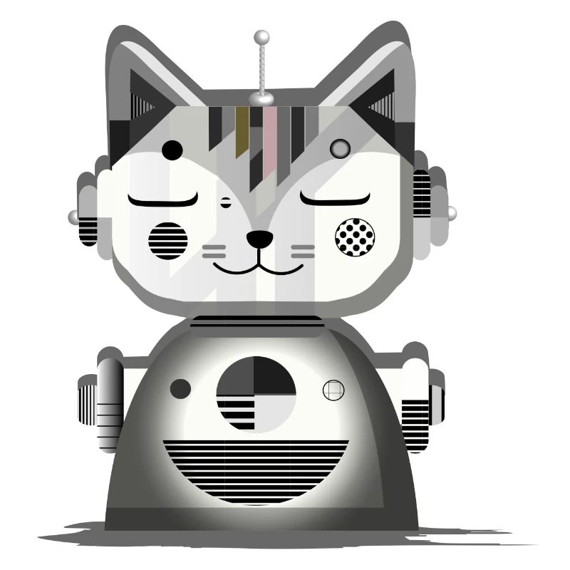 Geometric Robot Cat – Creative Illustration
