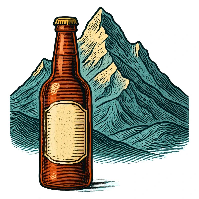 Abstraktes Berglandschaft mit Flasche