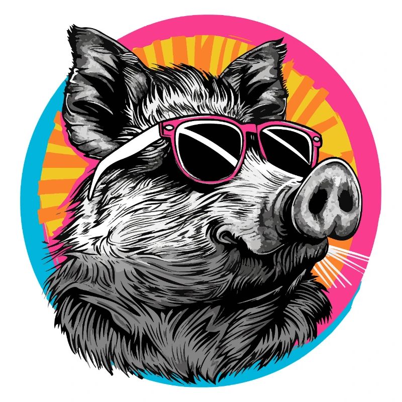 Cooler Wildschwein mit Sonnenbrille