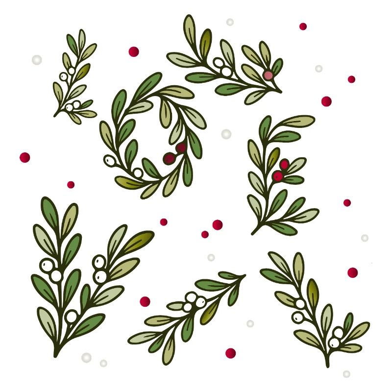 Weihnachtliches Zweigmuster mit Beeren