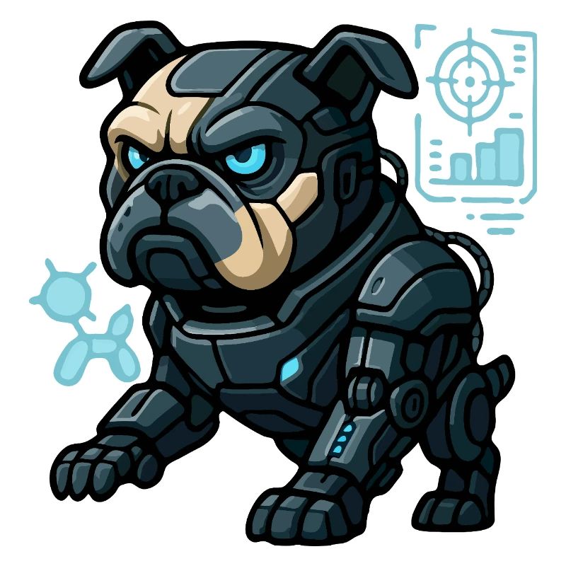 Futuristischer Cyber-Bulldogge in Kampfrüstung