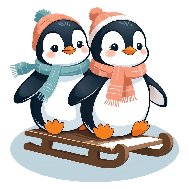 Zwei Pinguine auf Schlitten