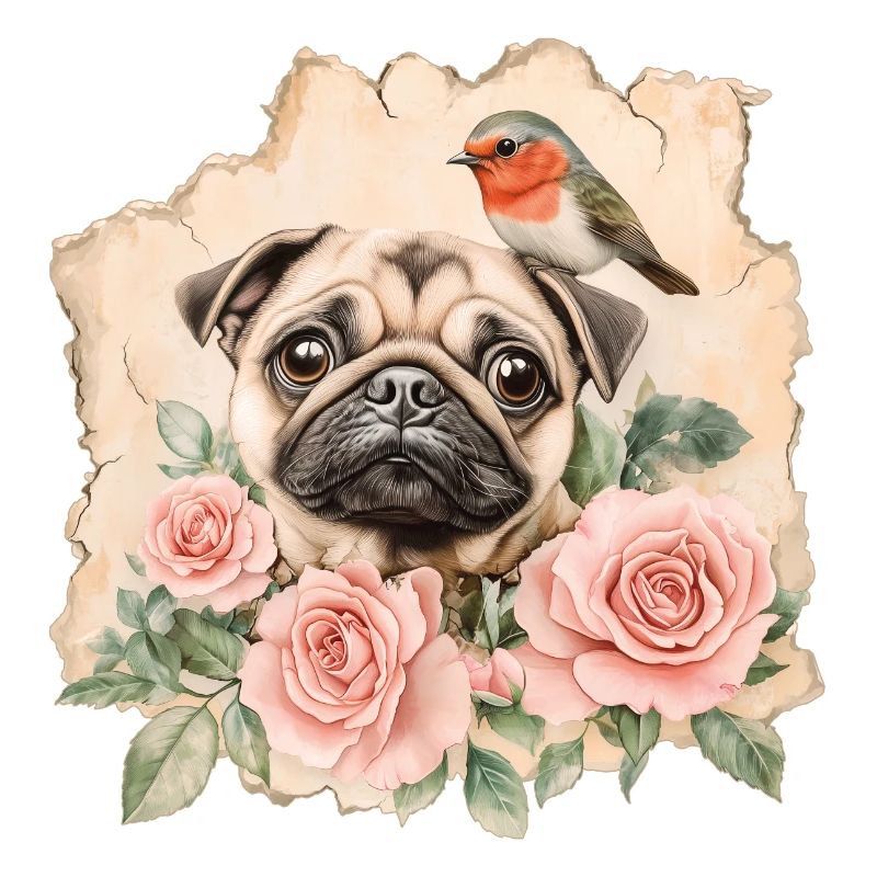 Mops und Rotkehlchen