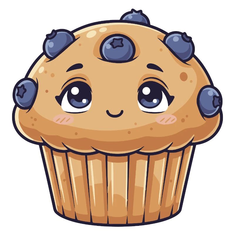 Kawaii Blaubeermuffin Cartoon