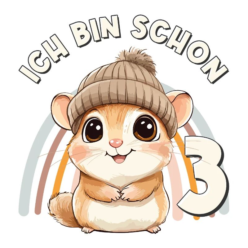 3. Geburtstag Hamster Regenbogen Süß Niedlich