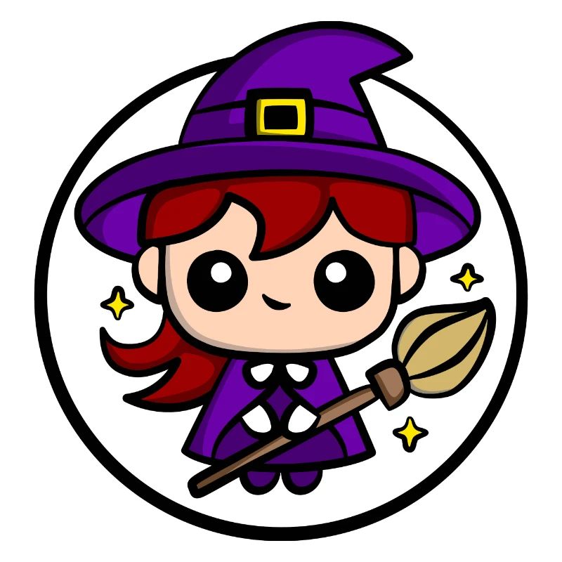 Mignonne sorcière Chibi | Conception mignonne de sorcière d’Halloween