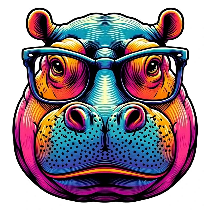 Nilpferd mit Brille