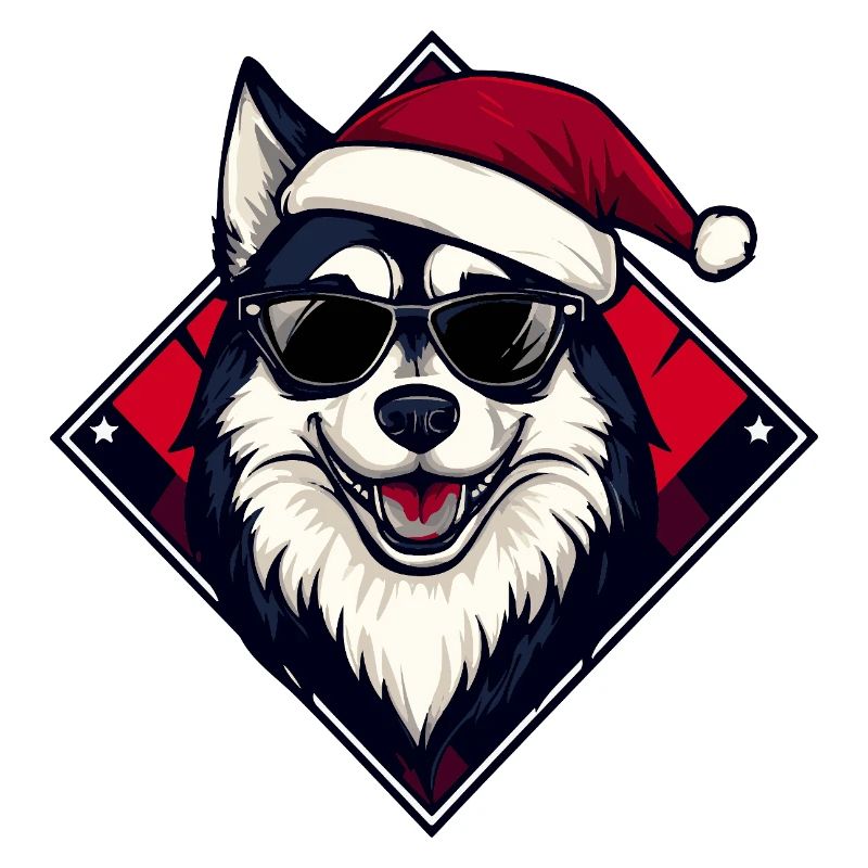 Husky mit Sonnenbrille Santa