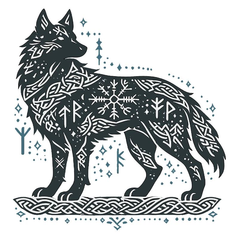 Nordic wolf with knot pattern