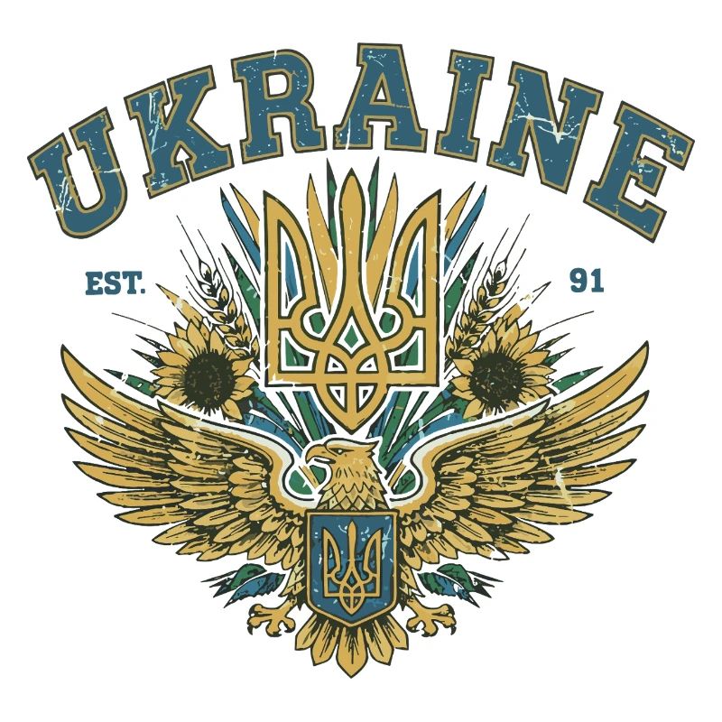 Ukrainisches Adlerwappen mit Sonnenblumen